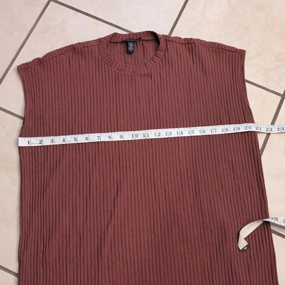 Eileen Fisher Ribbed Crew Neck Dress Terra Cotta size L - Picture 6 of 12